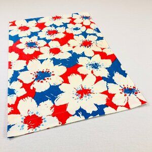 Vintage 70s TRUPREST Snowflower Blue Red Off-White Floral SINGLE Pillowcase